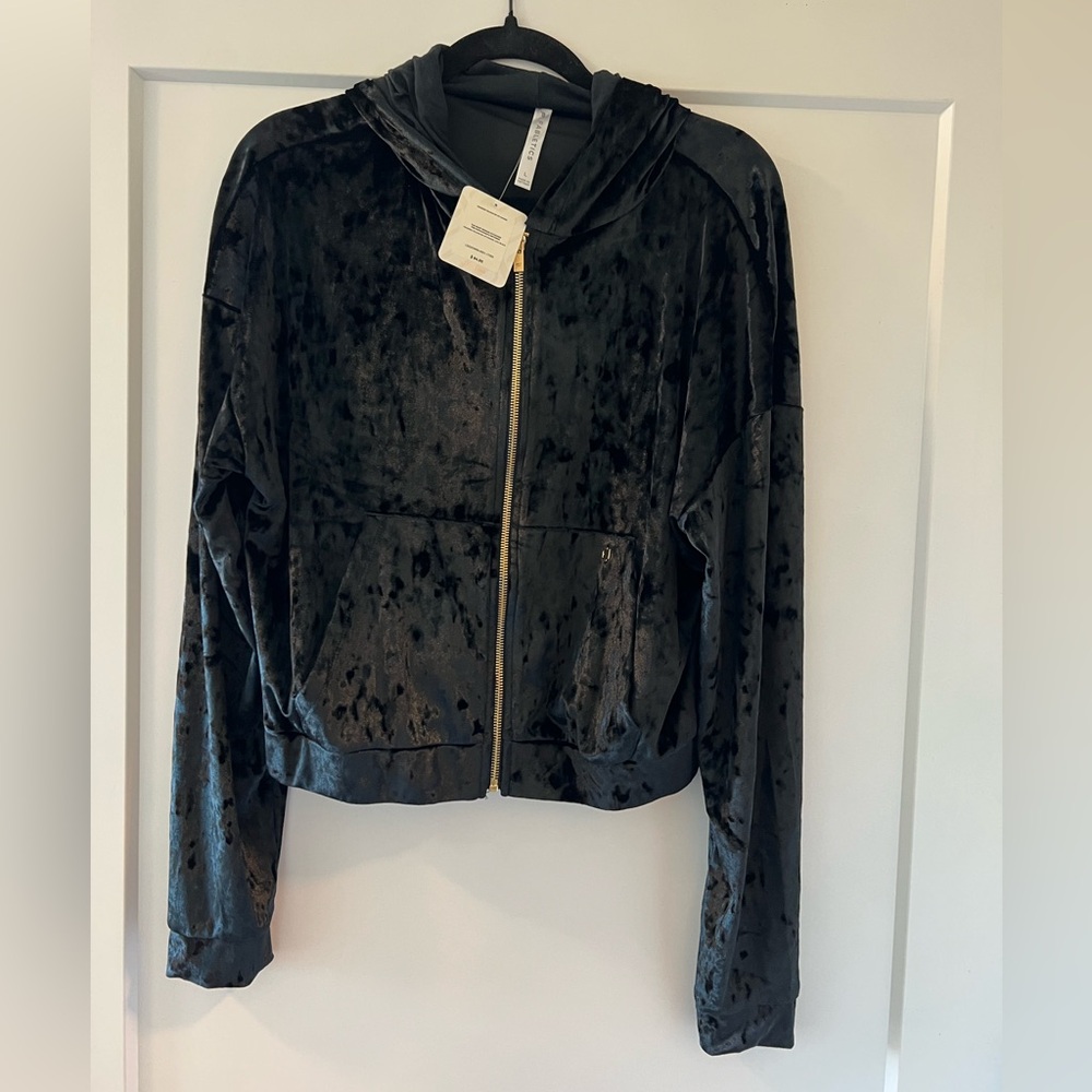 Fabletics Black Velvet Bomber Jacket